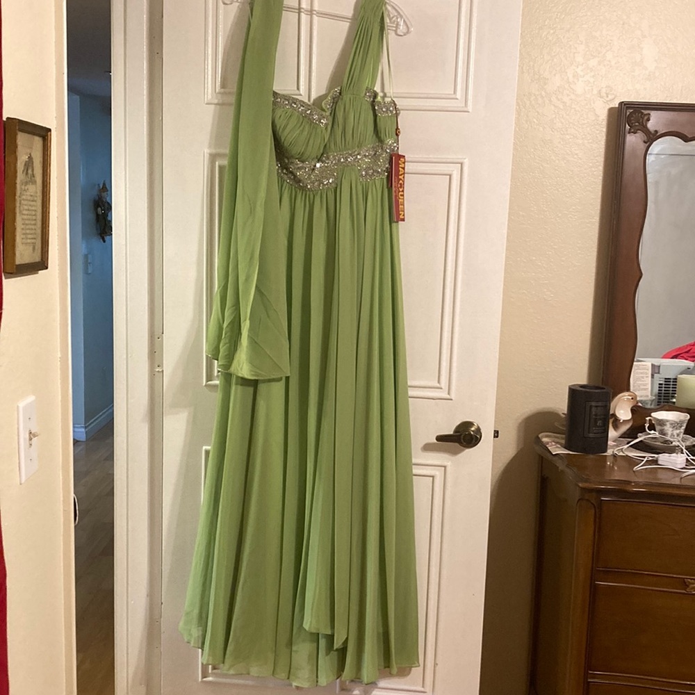 MayQueen Couture, size 12 lime green with silver. New with tags $90